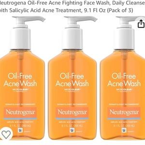 Neutrogena Oil-Free Acne Fighting Face Wash-pack of 3 NEW